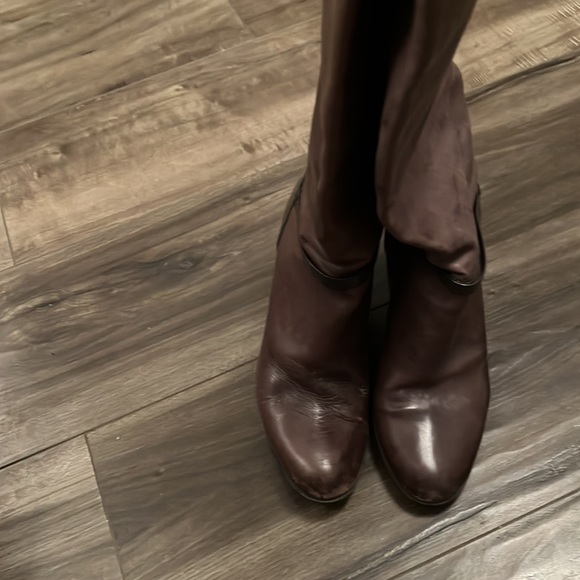 J. Crew high leather boots in grey leather with grey patent trim - Picture 4 of 6